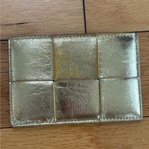 Bottega Veneta Metallic Gold Card Wallet